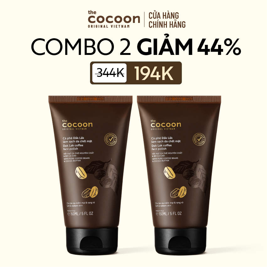 COMBO 2 Tẩy da chết mặt cà phê Đắk Lắk Cocoon cho làn da mềm mại  rạng rỡ 150ml