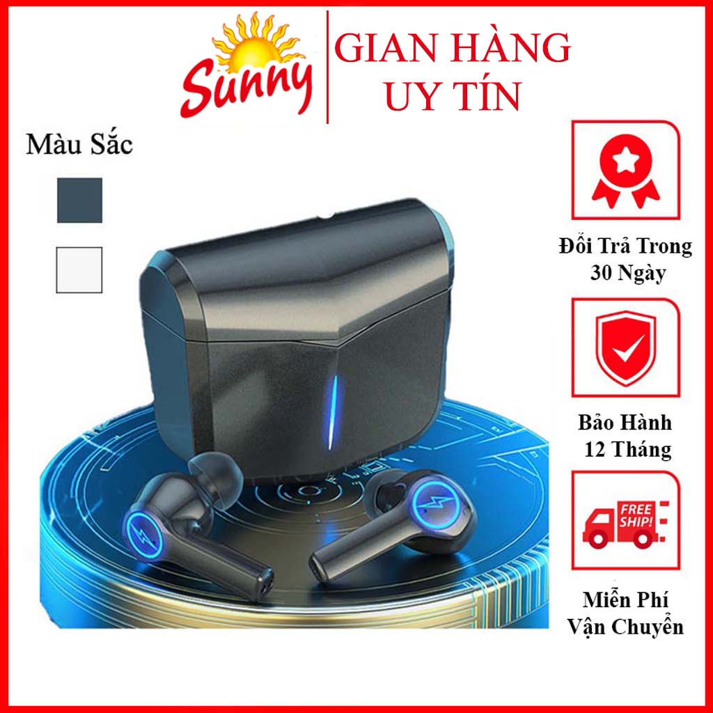 Tai Nghe Bluetooth Gaming Lighting TWS-02 Cực Hot Tai Nghe Không Dây Có Mic Và Đèn Led Cực Xịn Bluetooth 5.0 Độ Trễ Thấp Bass Mạnh Pin Siêu Bền Tặng Túi Đựng Tai Nghe - Sunny Store 88