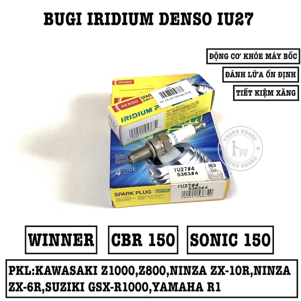 Bugi denso iridium IU27 cho dòng xe Winner,CBR 150,Sonic 150,PLK; Kawasaki Z1000,Z800,Ninza zx-10R,Ninza zx-R6,Suziki GSX-R1000, Yamaha R1 Thanh Khang IU27