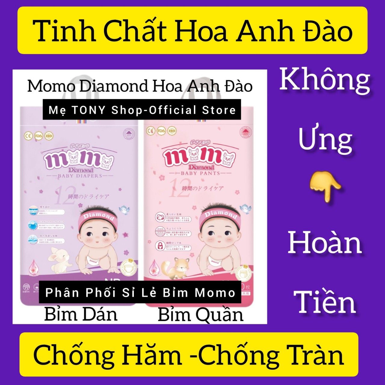 [TặngKHĂNsữa]Bỉm Tã Dán/Quần Xuất Nhật Momo DIAMOND/MomoTARO/Momo NATURE Đủ Size(Siêu Thấm-Chống Hăm)