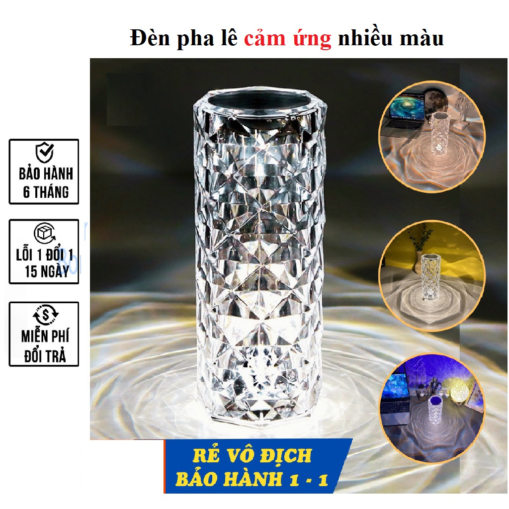 Đèn màu pha lê cảm ứng, đèn ngủ kim cương LED, đèn ngủ acrylic trang trí nhà