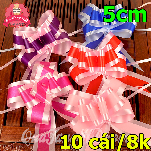 [Combo 100] Nơ rút gói quà tết, trang trí lễ sinh nhật, làm hoa 5cm, 3cm, 1.8cm, 1.2cm siêu đẹp giá sỉ HD Gift
