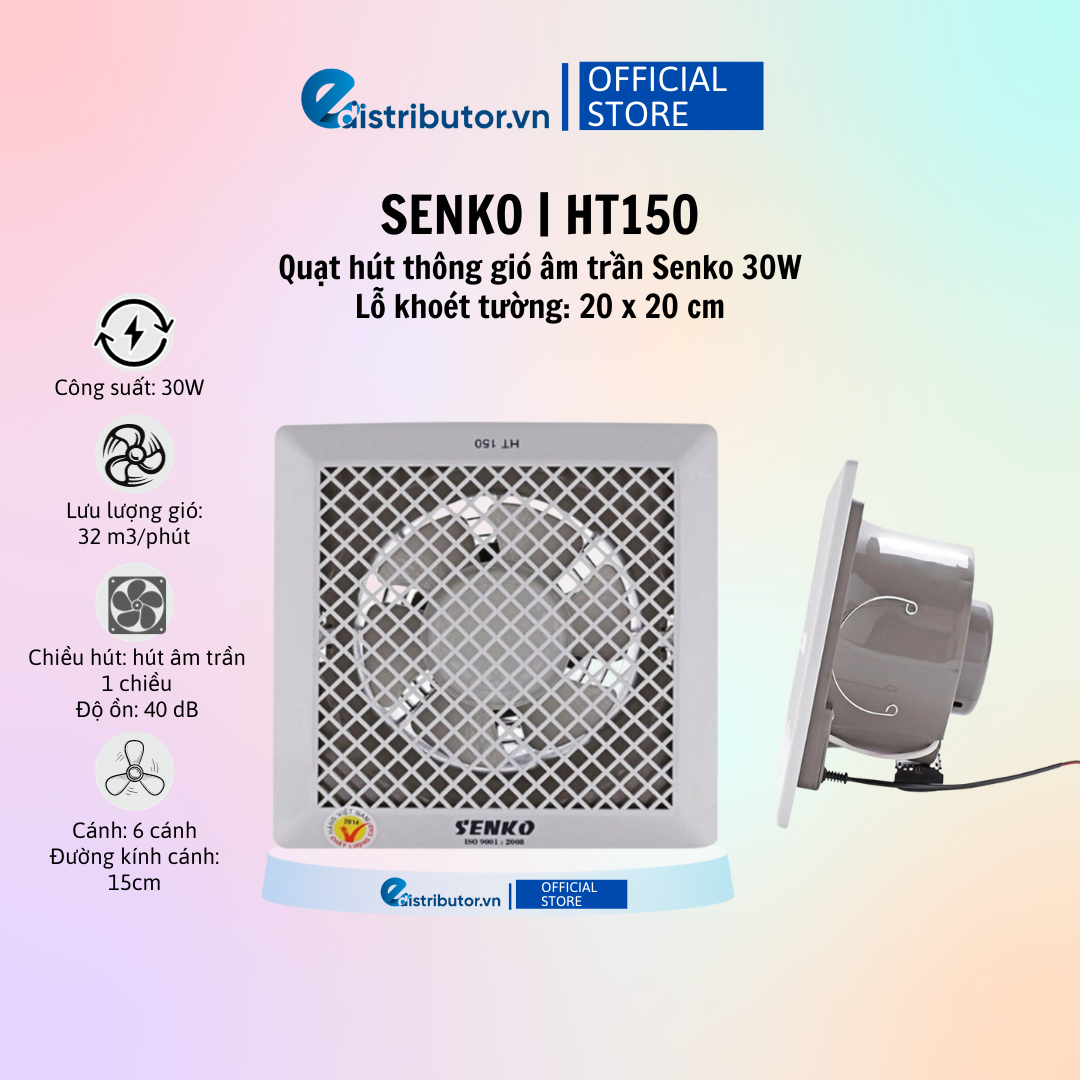 Quạt hút thông gió âm trần senko ht150 - hàng chính hãng