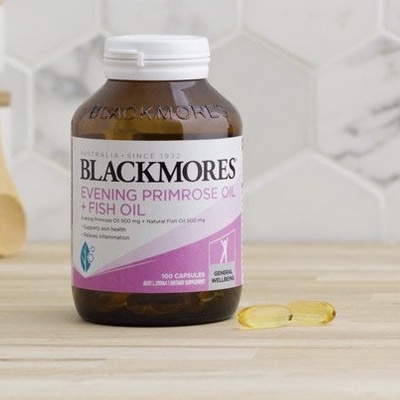 Tinh dầu hoa anh thảo Blackmores Evening primrose oil + Fish oil 100v, điều hòa nội tiết, giúp đẹp da, tóc, móng