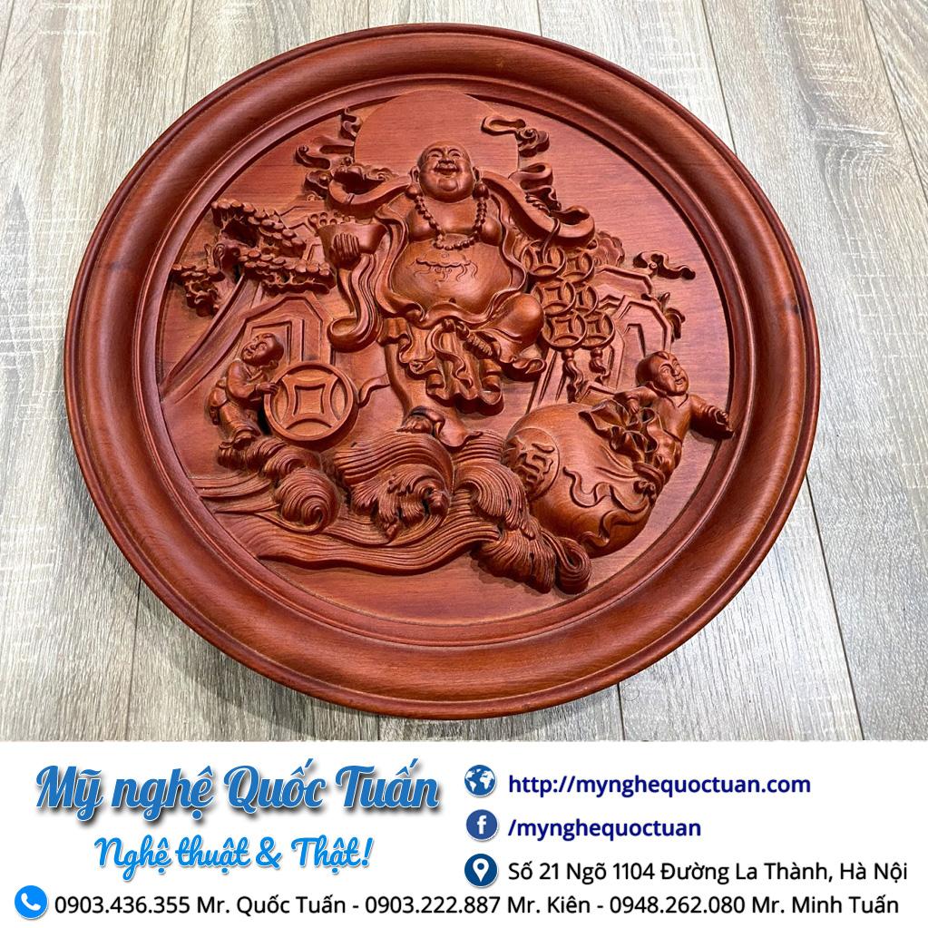 Đĩa gỗ hương Di lặc 50cm