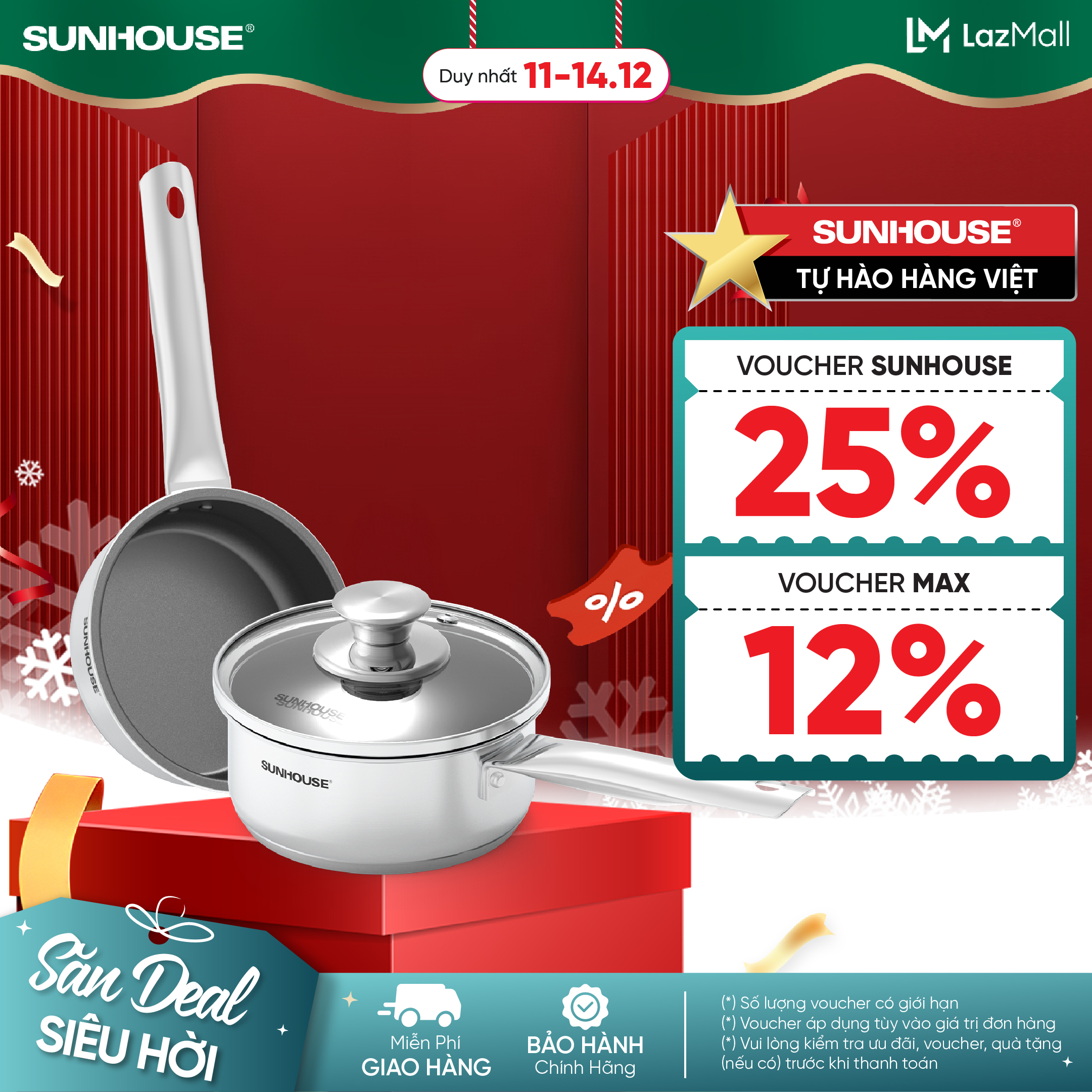 Bộ chảo quánh inox Baby Sunhouse SHG520-14 - Đường kính 14cm - Phù hợp mọi loại bếp - Phủ 2 lớp chống dính, inox 3 đáy