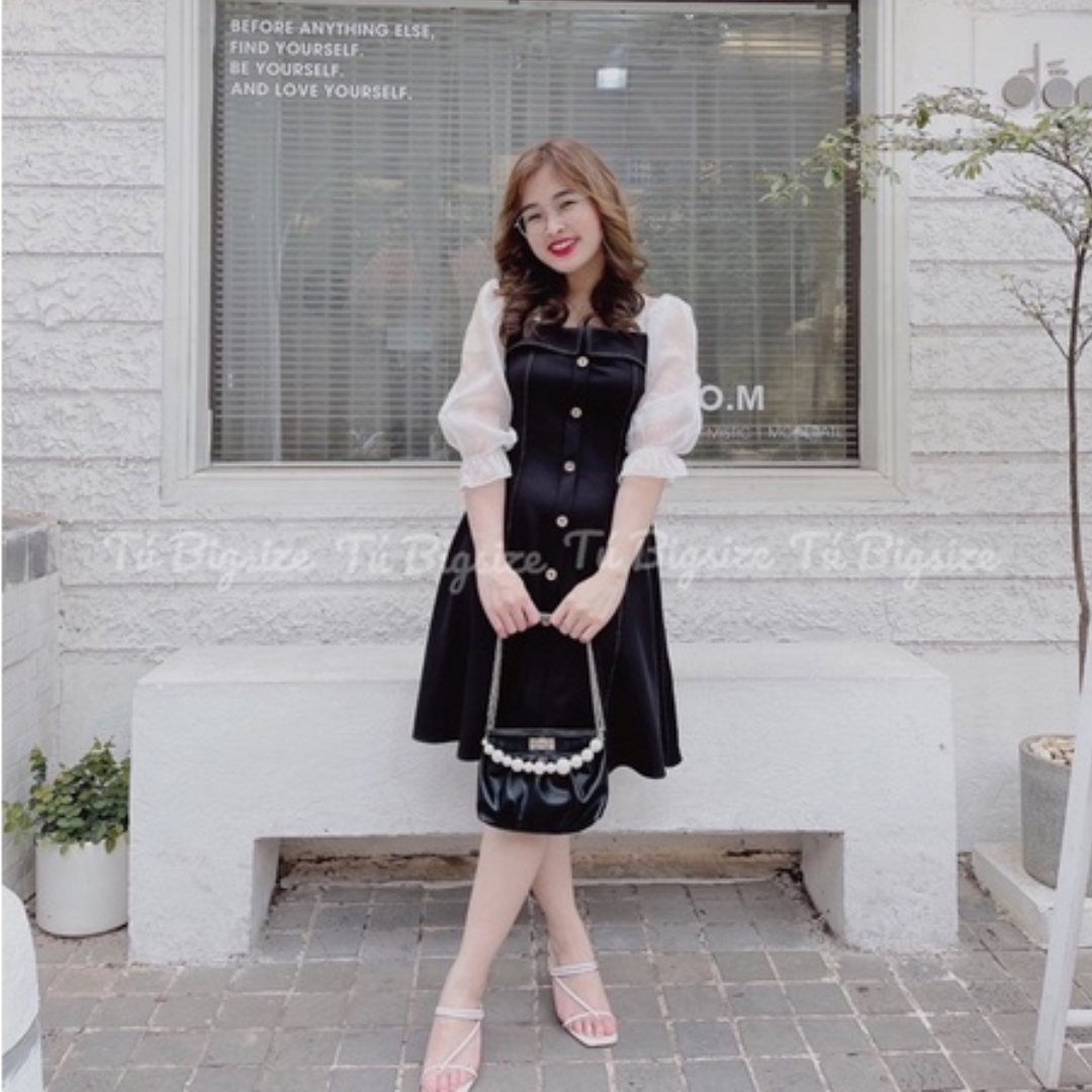 Đầm BIGSIZE thiết kế tiểu thư váy dài tay có cúc công sở váy BIGSIZE nữ giá rẻ từ 55kg đến 95kg cực xinh vải co giãn tốt bigsize nữ set bigsize nữ dáng dài bigsize đi biển bigsize nữ dáng dài bigsize nữ dự tiệc cưới bigsize sexy