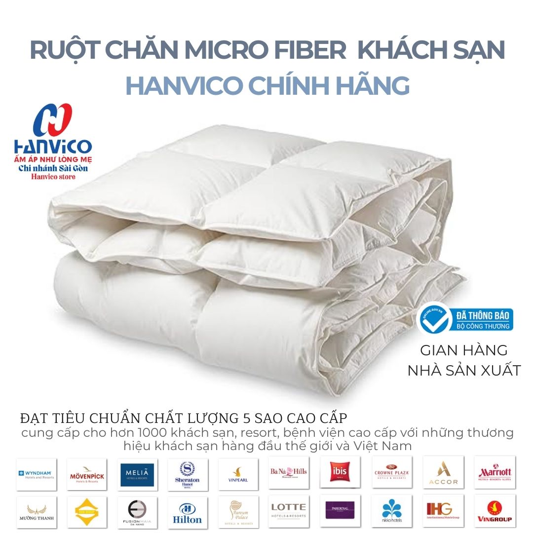 Ruột chăn Microfiber - lông vũ nhân tạo HANVICO chuẩn Khách sạn và Resort dùng cho Gia đình