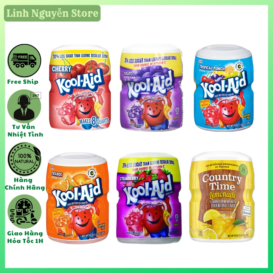 Bột pha nước trái cây kool aid 538g