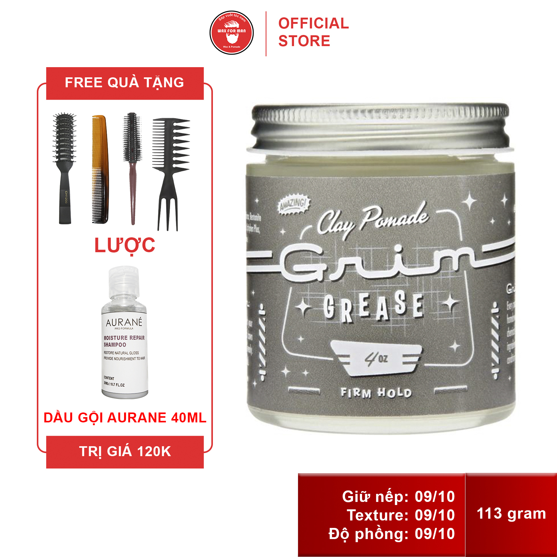 Sáp vuốt tóc Grim Grease Clay Pomade