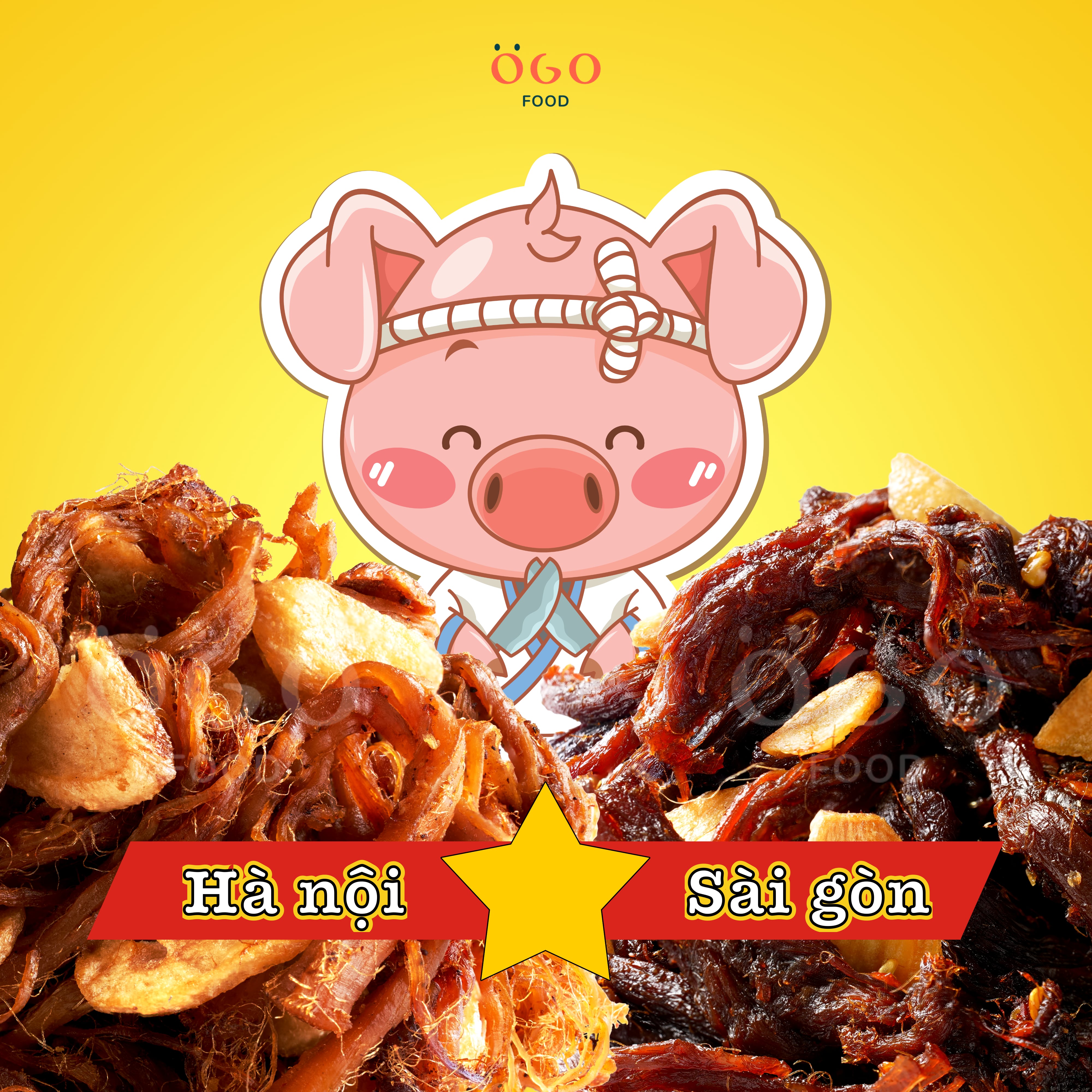 Heo khô cháy tỏi - vị hà nội, sài gòn - ogo food - 100g, 200g, 300g