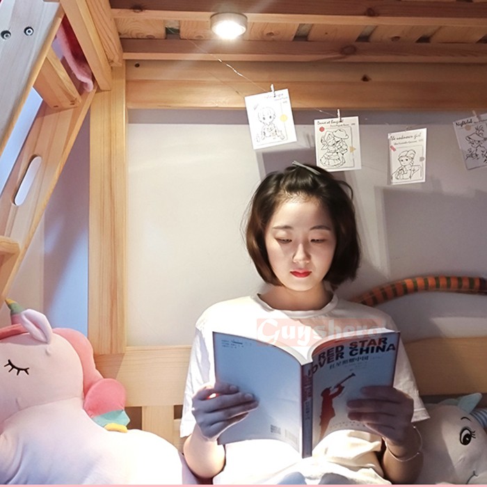 Đèn Led dán tường và pin làm đèn học đèn tủ quần áo đèn bếp, đèn dán trên xe hơi đèn ánh sáng trắng, Bóng đèn led chạm, đèn led dán, bóng đèn tròn 3 bóng sử dụng pin 3A tiện dụng