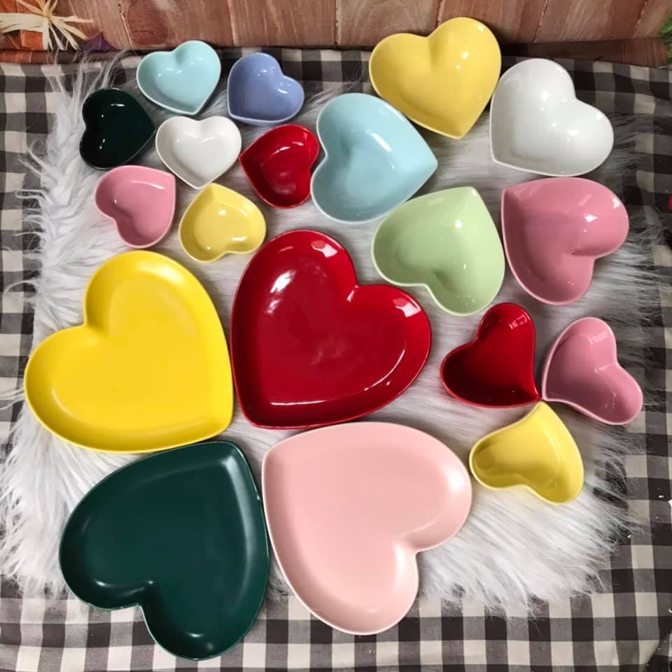 Bát Sứ 🍲Trái Tim 🍲Set Bát Đĩa Decor Bộ Chén Dĩa Sứ Dễ Thương Bát Ăn Cơm Hình Tim Cute B27