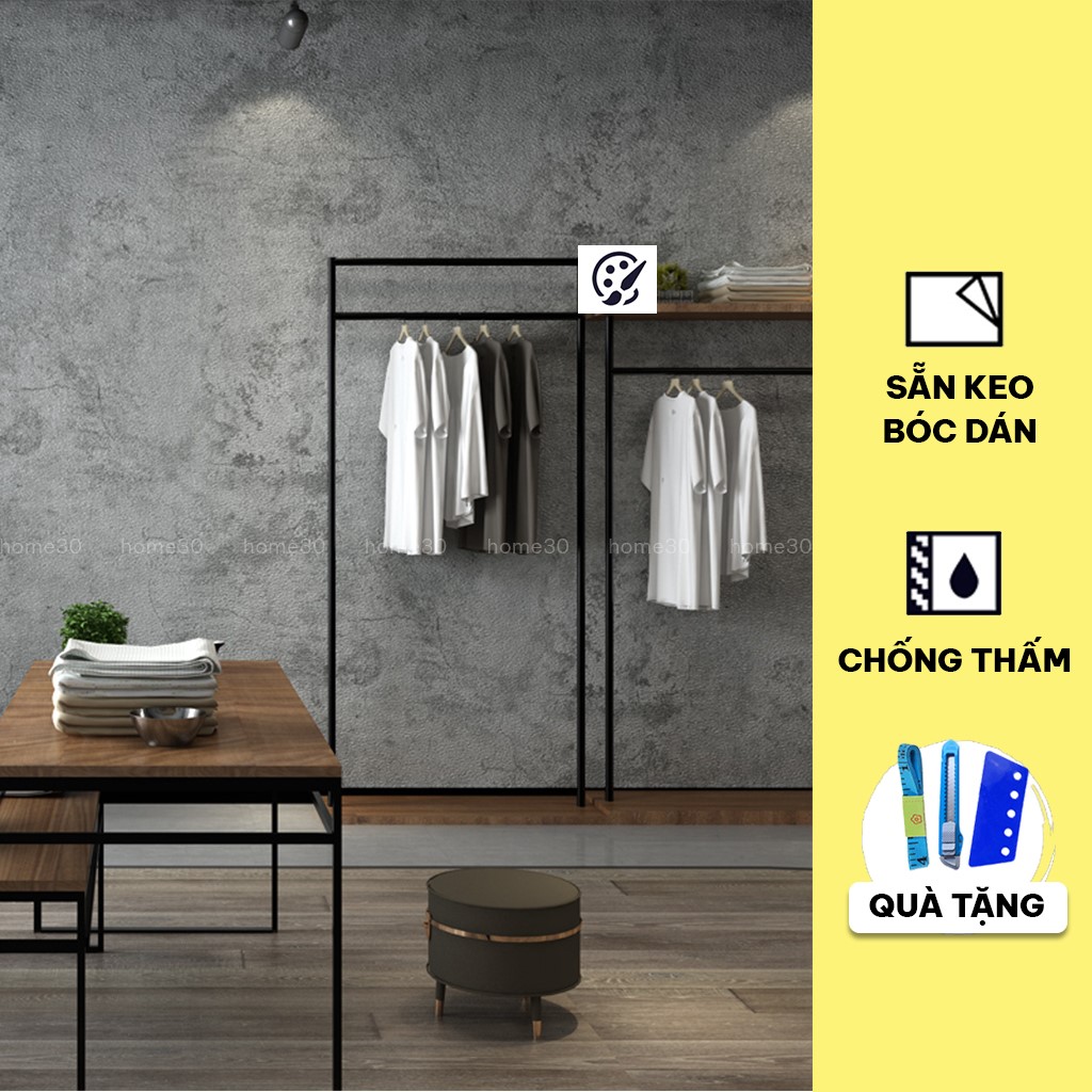 Giấy dán tường giả màu xi măng bê tông chống thấm nhiều mẫu đẹp khổ 1.2mx0.5m