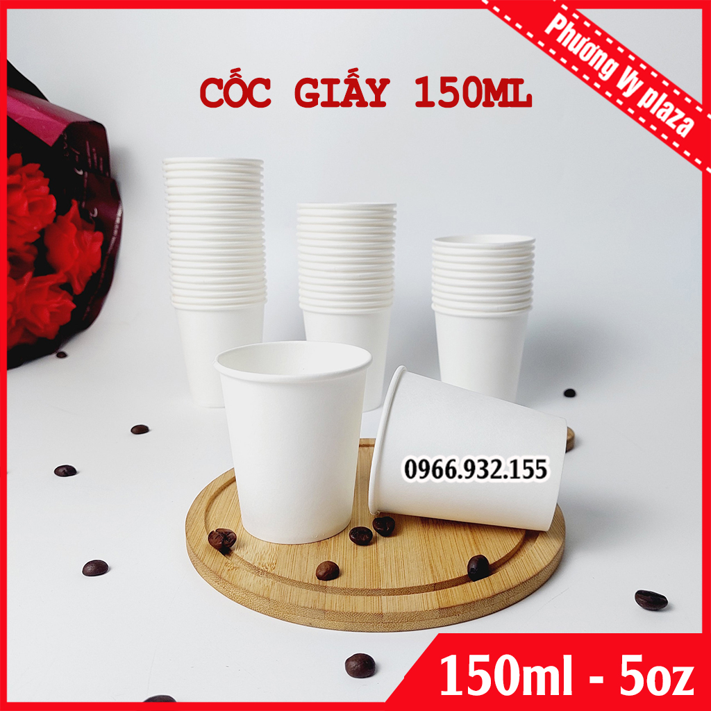 50 cốc giấy 150ml - 5oz ly giấy NHẬP KHẨU HÀN QUỐC cao cấp