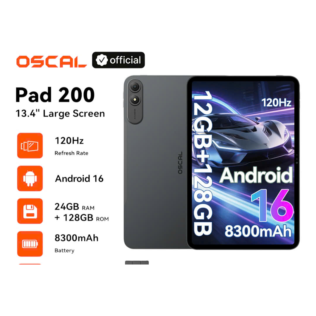 Blackview Oscal Pad 200 128G-256Gb Large 13.4'' 120Hz Screen, 8300Mah Battery, Supports Sim Card for Calls and Entertainment