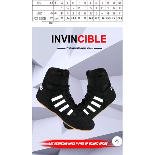 Giày boxing 4 sọc nam nữ có size lớn tặng kèm túi đựng giày