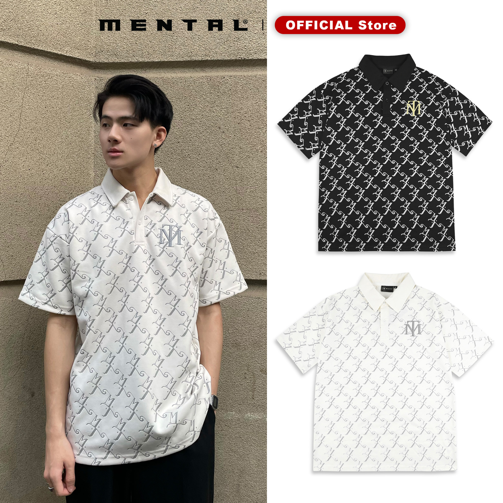 Áo polo họa tiết monogram sang chảnh mental® mt monogram plo shirt