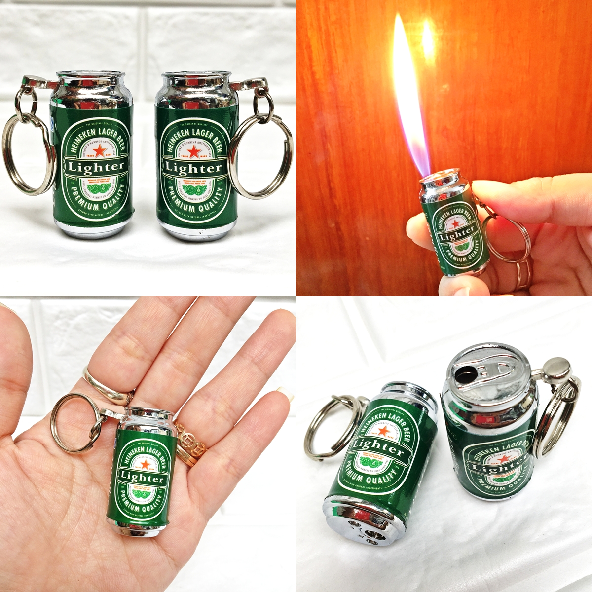 Bật Lửa Móc Khóa Hình Lon Bia Heineken Mini (Xài Gas)