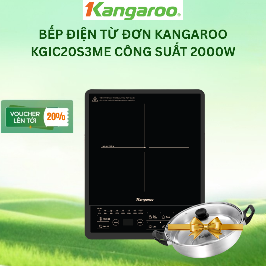 [Voucher 15%] Bếp điện từ đơn Kangaroo KGIC20S3ME (tặng kèm nồi) - công suất 2000W