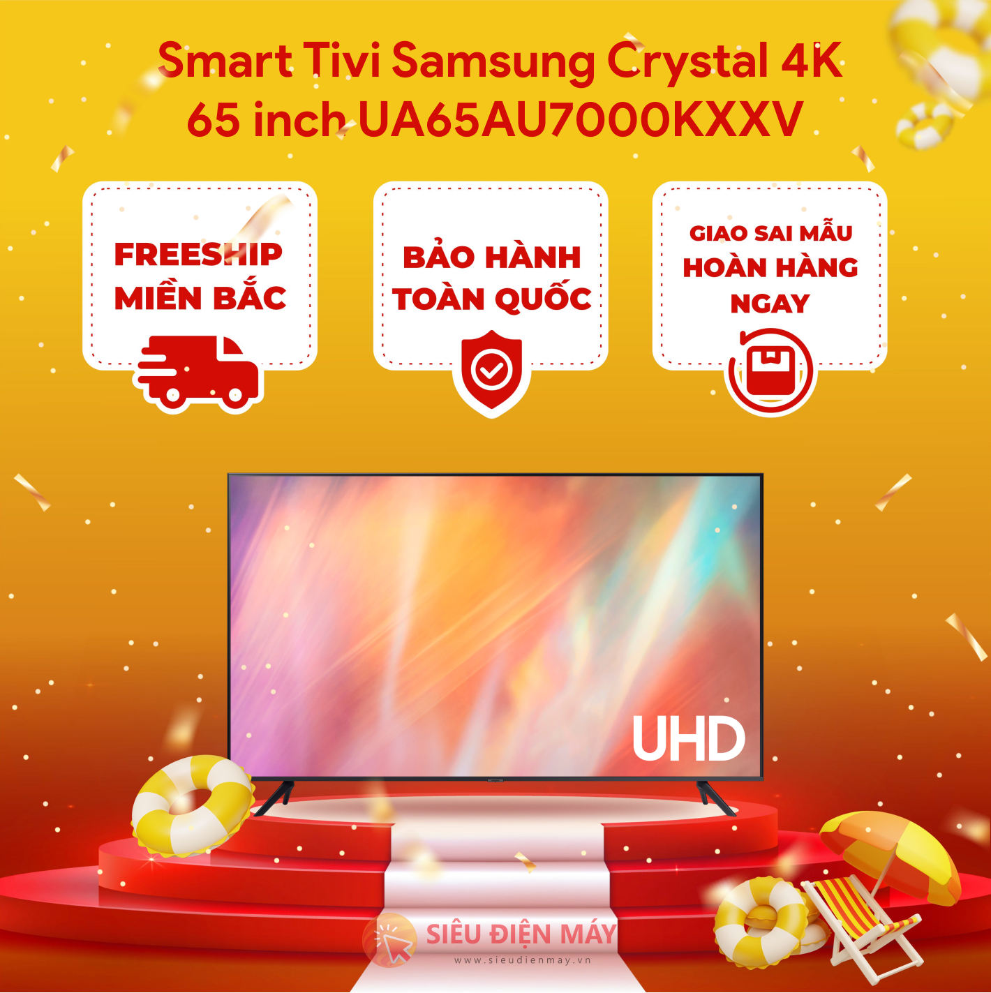 [Miễn phí vận chuyển] Smart Tivi Samsung 4K 65inch 65AU7000 - Trả góp 0%
