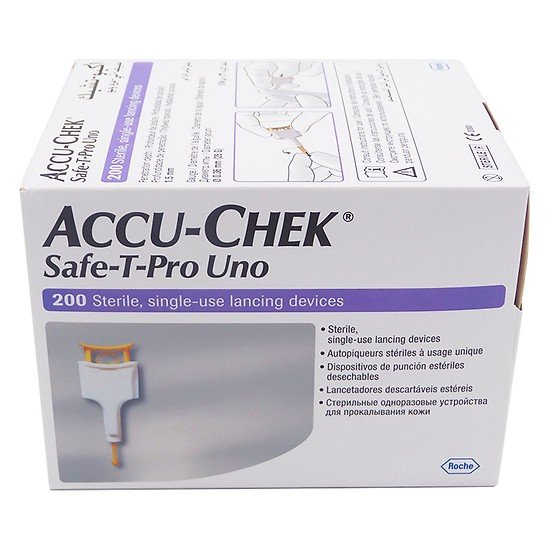 Thiết bị lấy máu đã có kim chuyên dụng Accu-Chek Safe-T-Pro Uno. Hộp 200 Kim