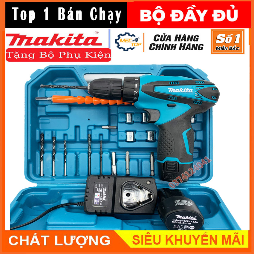 Máy khoan pin makita 12v bản mới 2023 - lõi đồng 100% - có đảo chiều - máy khoan pin 12v giá rẻ - máy bắn vít, máy khoan cầm tay pin , máy bắt vít, máy khoan mini mega big 5.0