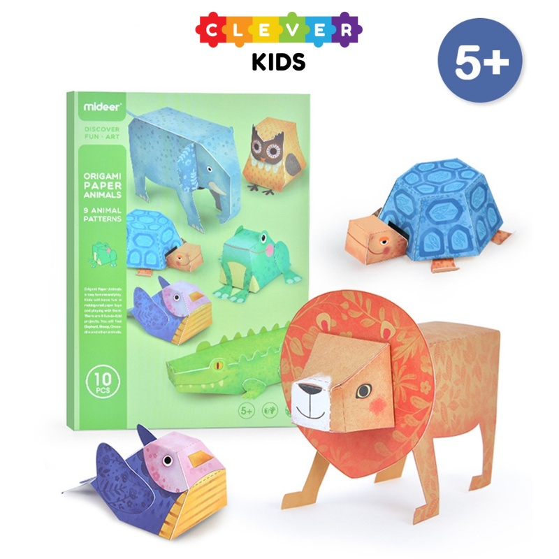 Bộ Đồ Chơi Xếp Giấy Origami 10 Loài Động Vật Chính Hãng Mideer Origami Paper Animal - CleverKids