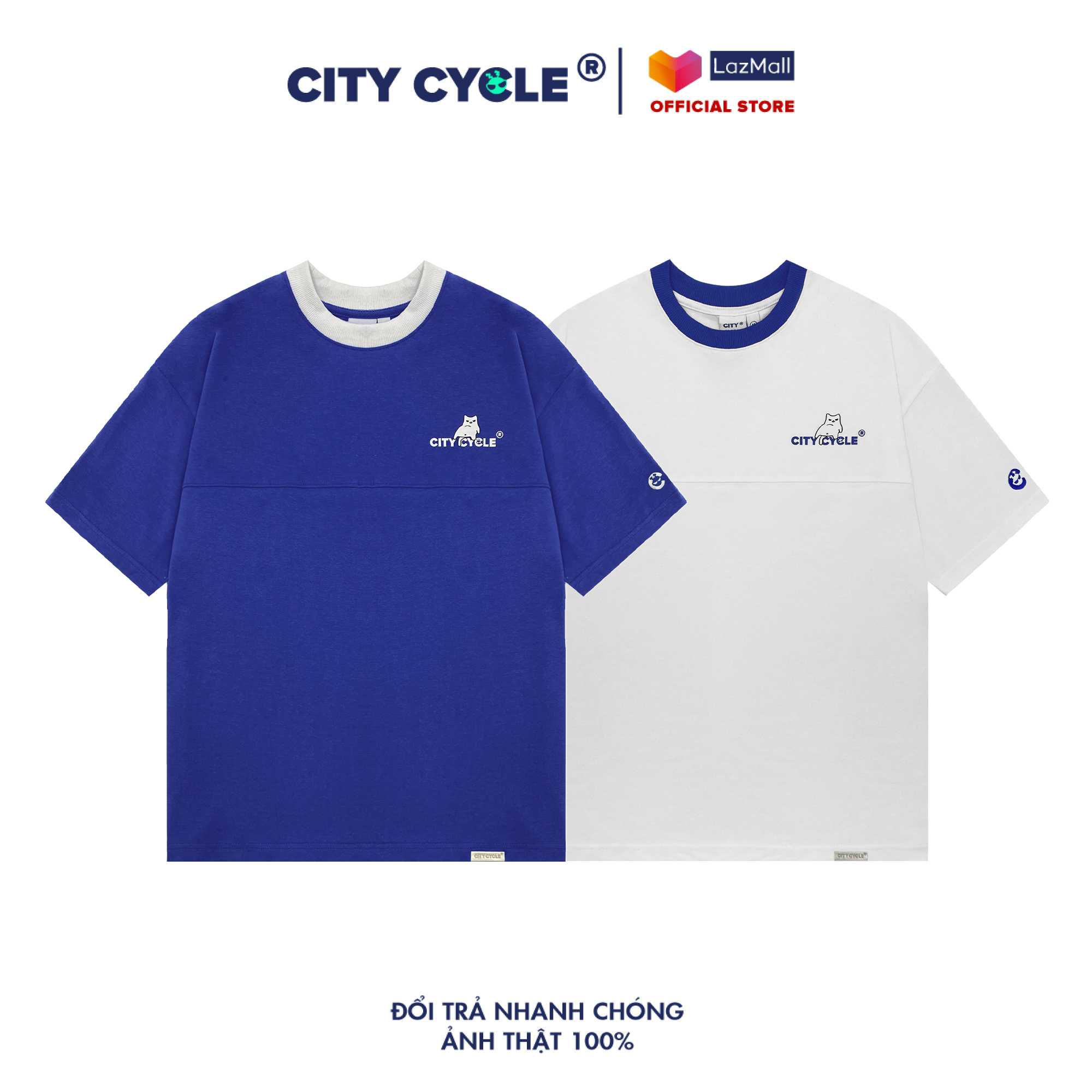 Áo thun local brand Lazy Meow City Cycle cotton oversize nam nữ form rộng