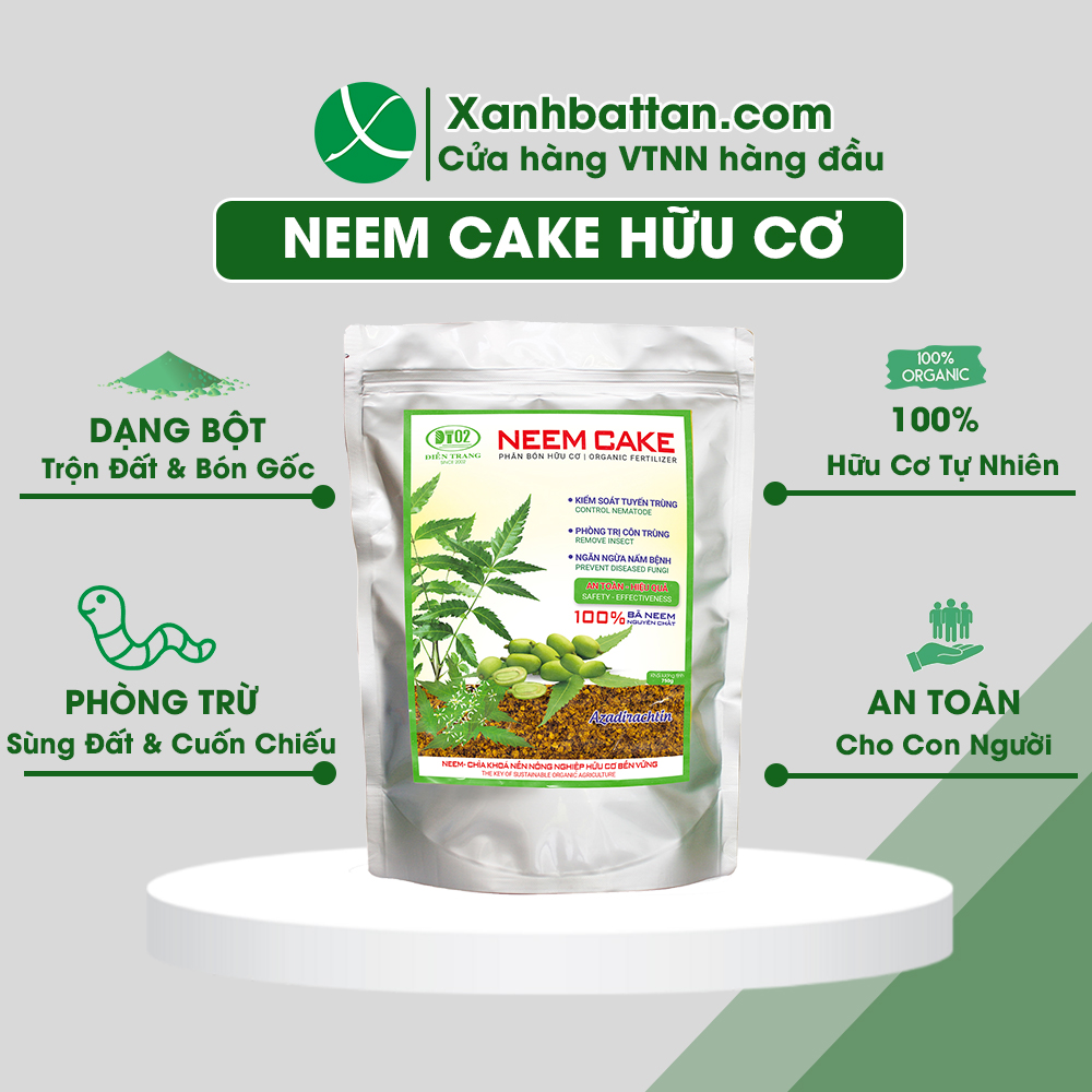 Phân Hữu Cơ Neem Cake DT02 Trừ Cuốn Chiếu, Sùng Đất, Rệp Đất, Côn Trùng Gây Hại 750 Gram