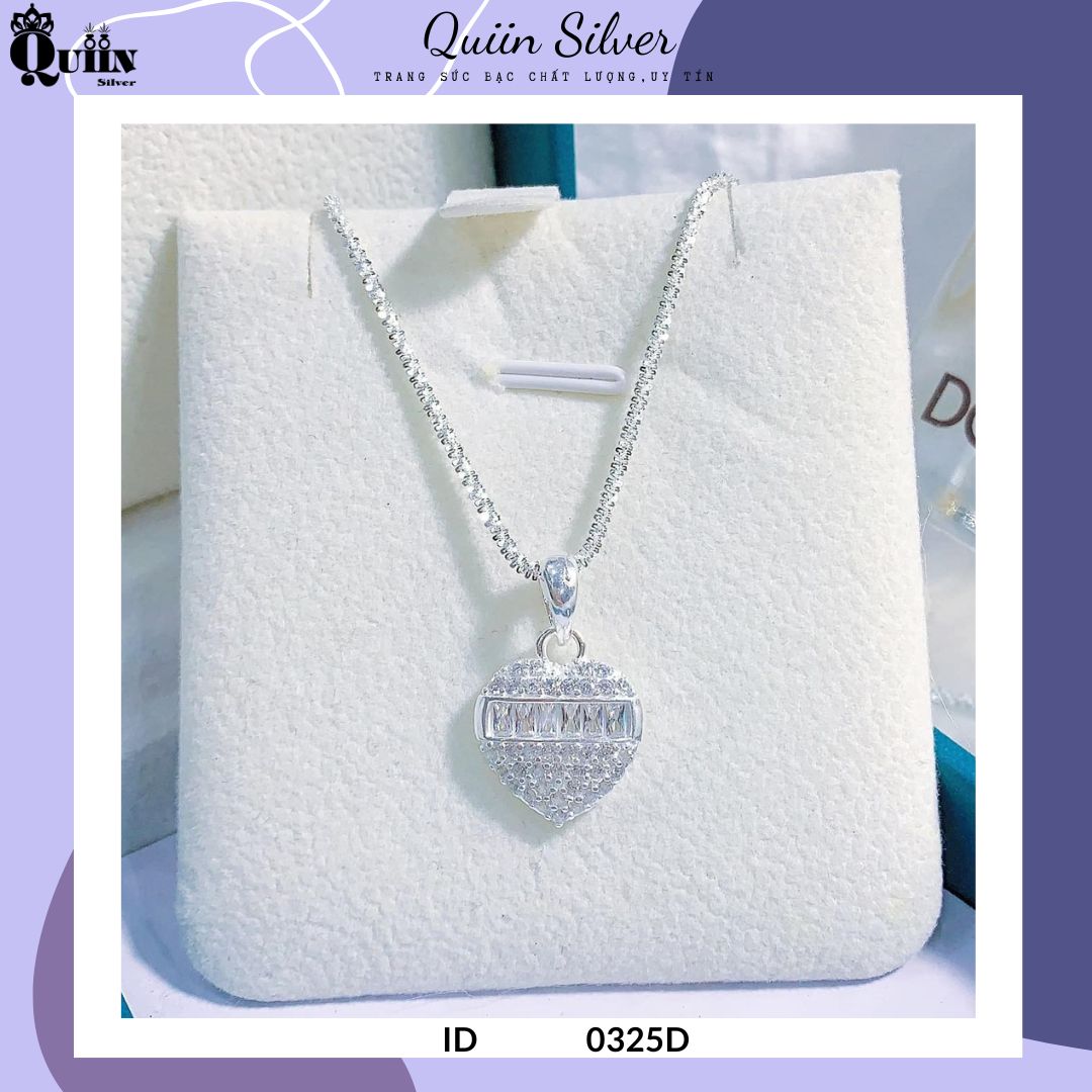 Dây chuyền/vòng cổ bạc ta, bạc s925 quiin - hình trái tim dành cho nữ 0325d