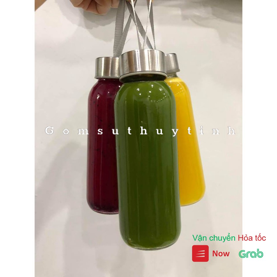 Bình nước thủy tinh 300ml có dây xách