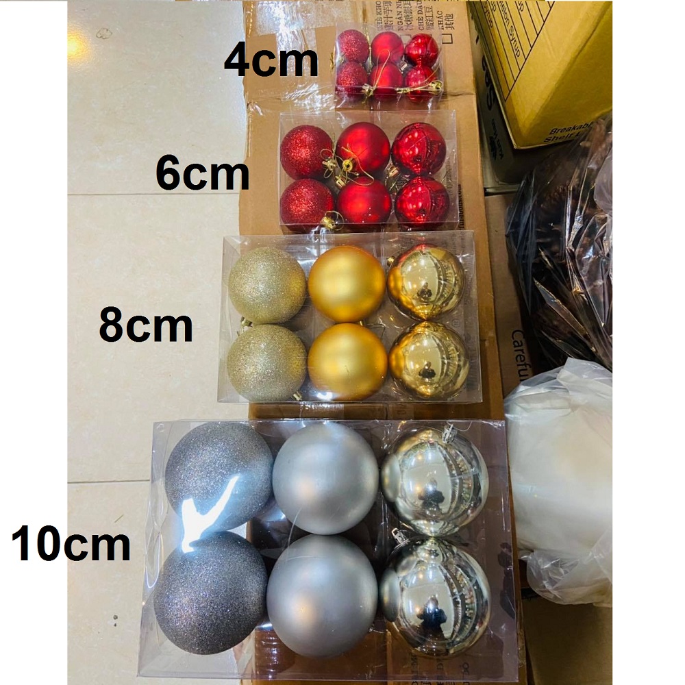 [Rẻ vô địch] Hộp 6 Quả bóng 8cm, quả châu treo trang trí cây thông Noel, các màu Kho Nguyên Liệu Pha Chế