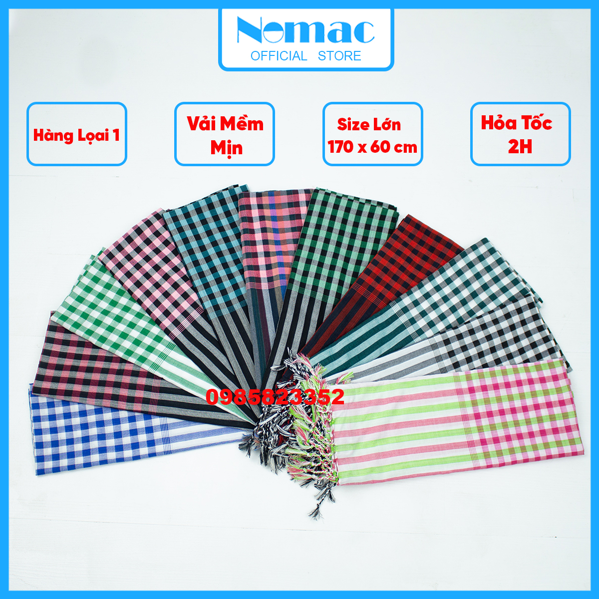 Khăn rằn Nam bộ - Campuchia / Size lớn 170x60cm / Khăn đi phượt Nomac -  Vải dày mềm mịn / Nhiều mẫu CB1