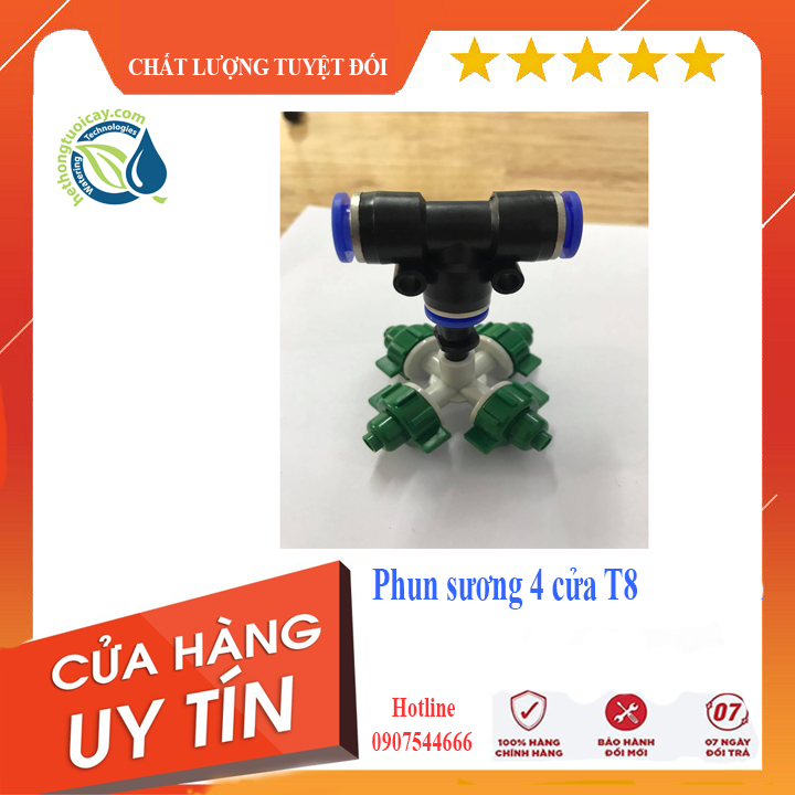 5 Béc phun sương 4 cửa dùng cho ống phun sương 8mm
