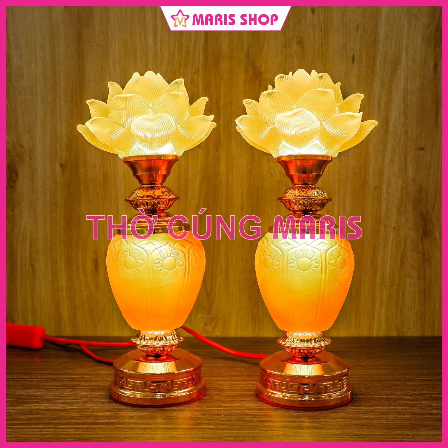  Đèn bàn thờ hoa sen lưu ly một bông LED tự động đổi màu để bàn thờ Phật Ông Bà Gia Tiên tiết kiệm điện dễ thay bóng 