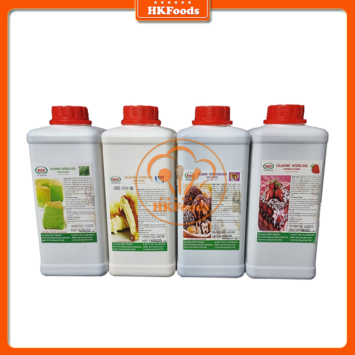 Hương Bico Tạo Màu Và Hương Cho Thực Phẩm Chai Lớn 1Kg (Lá Dứa, Sữa, Khoai Môn. Dâu)