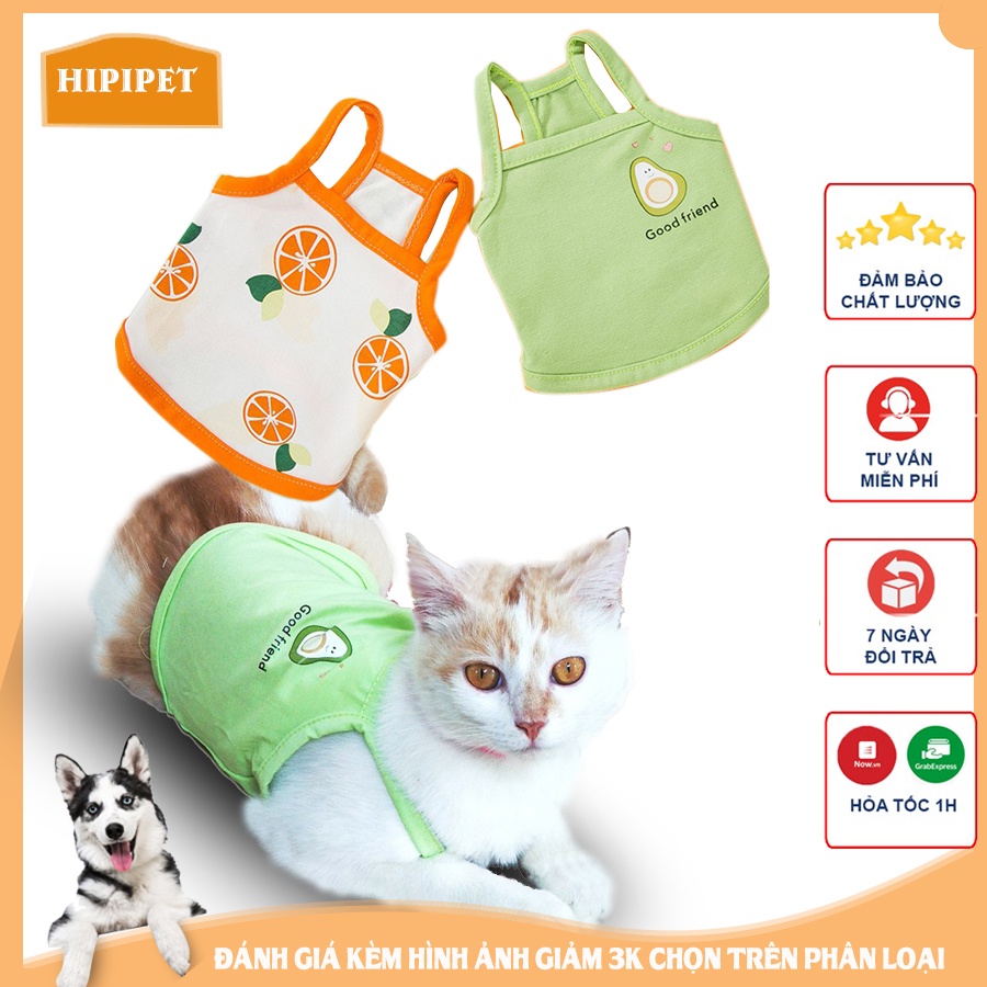 Áo ba lỗ mùa hè cho mèo chó kute chất cotton 3 chiều xịn thời trang hè cho mèo chó