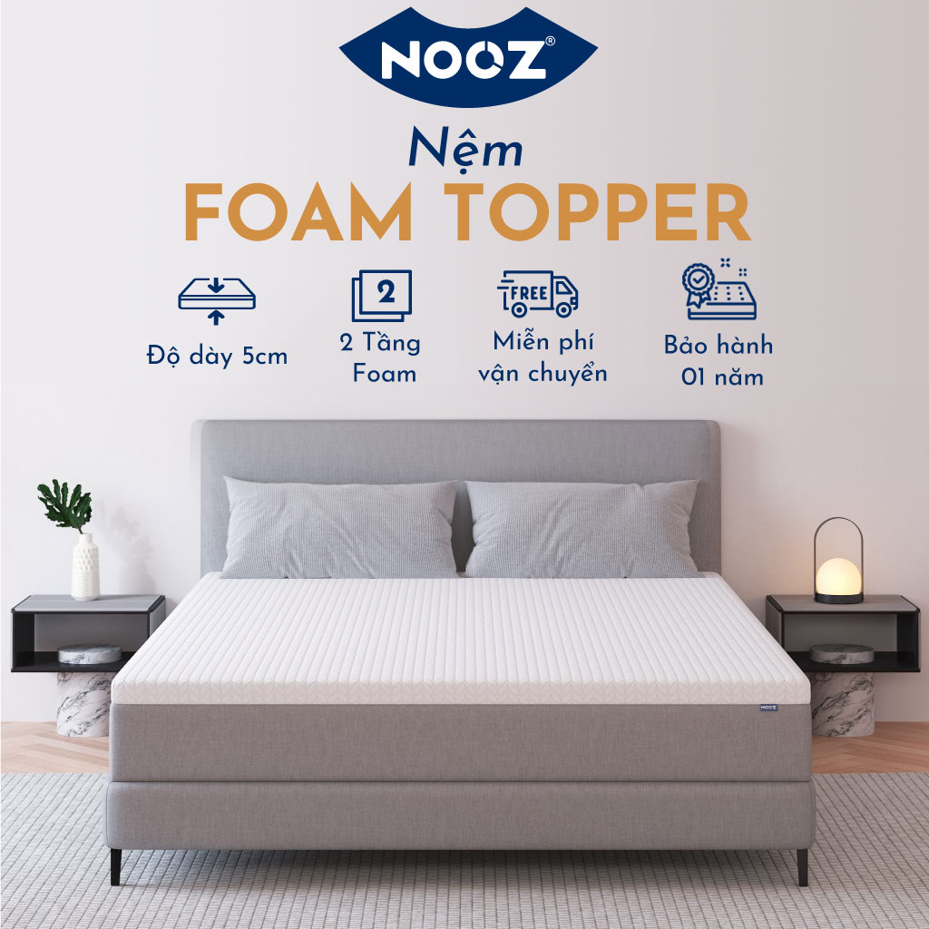Nệm NOOZ Topper 5cm Đệm Foam Cao Su Non Trải Sàn Tiện Lợi Nâng Đỡ Tối Ưu NOOZ Home Goods Mattress