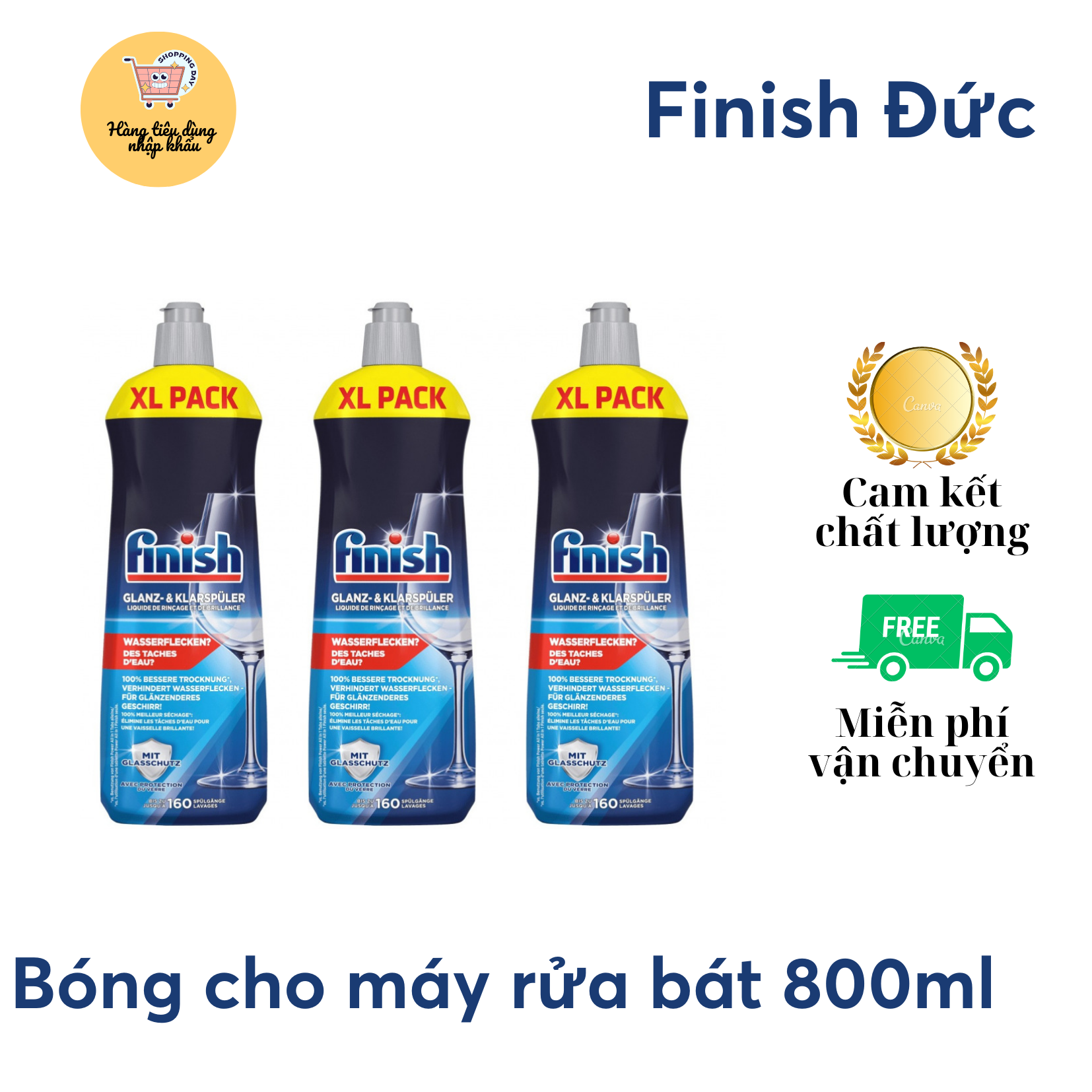 Nước làm bóng, dung dịch làm bóng chén đĩa 800ml dành cho máy rửa bát