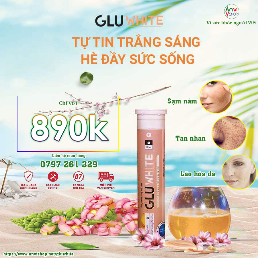[HCM][ CHÍNH HÃNG ] Glu White viên sủi làm trắng da lần đầu tiên tại Việt Nam | Sạm nám - Tàn nhan - Lão hóa da == Khồng còn là nỗi lo của chị em phụ nữ