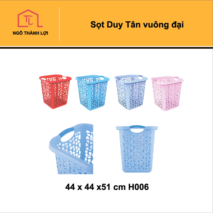 Sọt duy tân vuông đại 44 x 44 x51 cm h006 màu ngẫu nhiên