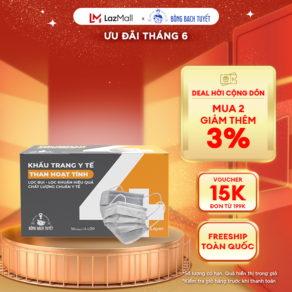 Khẩu trang Bông Bạch Tuyết than hoạt tính