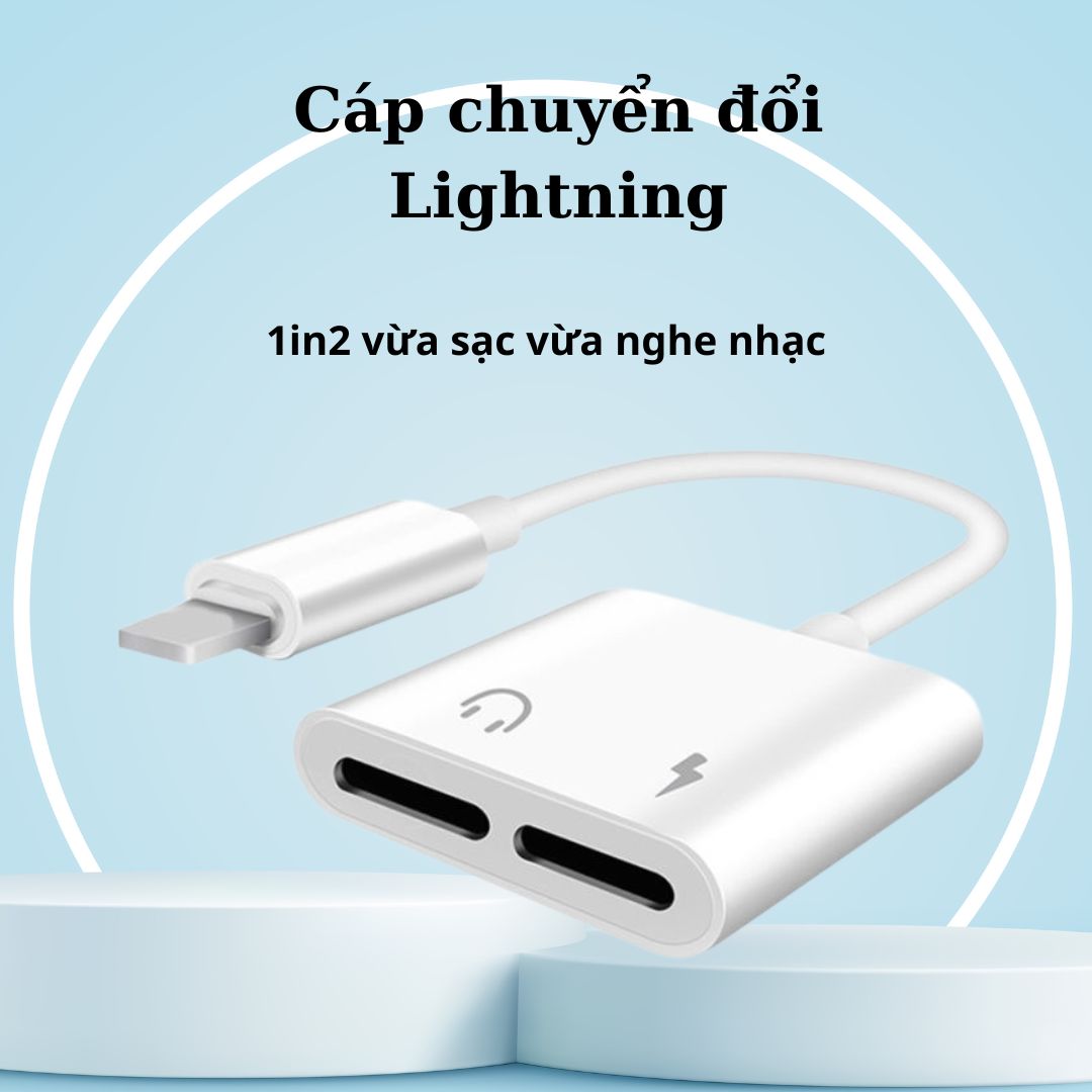 Jack chuyển đổi iphone - jack 2in1 Vừa Sạc Vừa Cắm Tai Nghe Cổng Lighning - Dành Cho điện thoại IOS