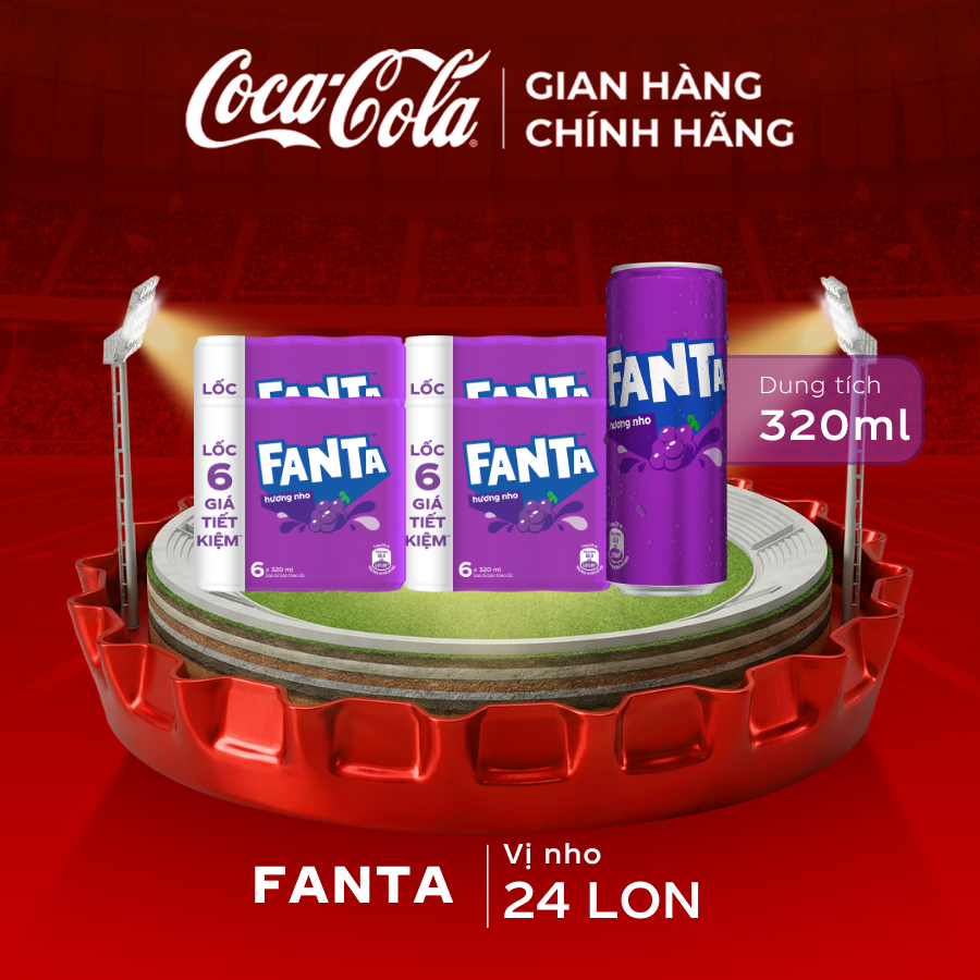 [SIÊU SALE ] Thùng/lốc 24 Lon Nước Ngọt Giải Khát Có Gas Fanta Nho 320ml/Lon Sale 5.5 Coca-Cola Chính Hãng_LD