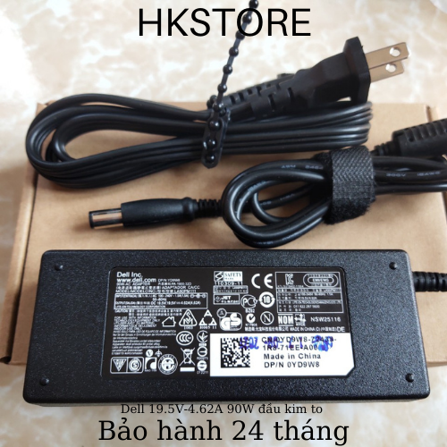 Sạc laptop dell 19.5v-4.62a 90w đầu kim to 7.4x5.1 e6420 e6520 e4300 e5400 e6400 e6410 e6500 3541 3442 n4110 n5110 n7110