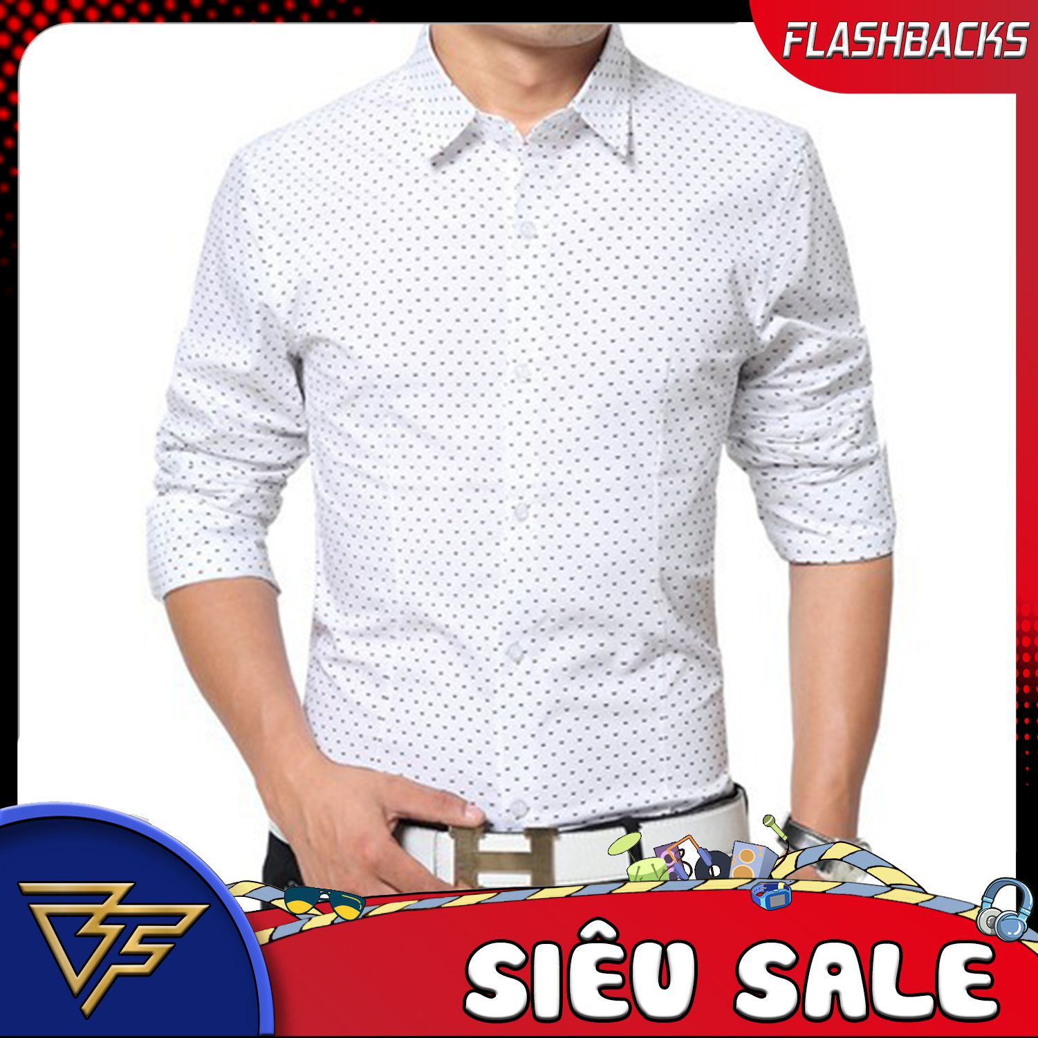 Áo sơ mi nam dài tay chấm bi trẻ trung lịch lãm