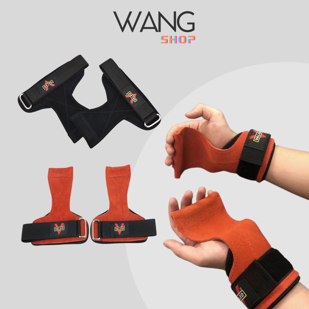 Dây lifting straps valeo kéo lưng deadlift - chất liệu da bò, trợ lực, tập tạ, kéo xà, tập gym