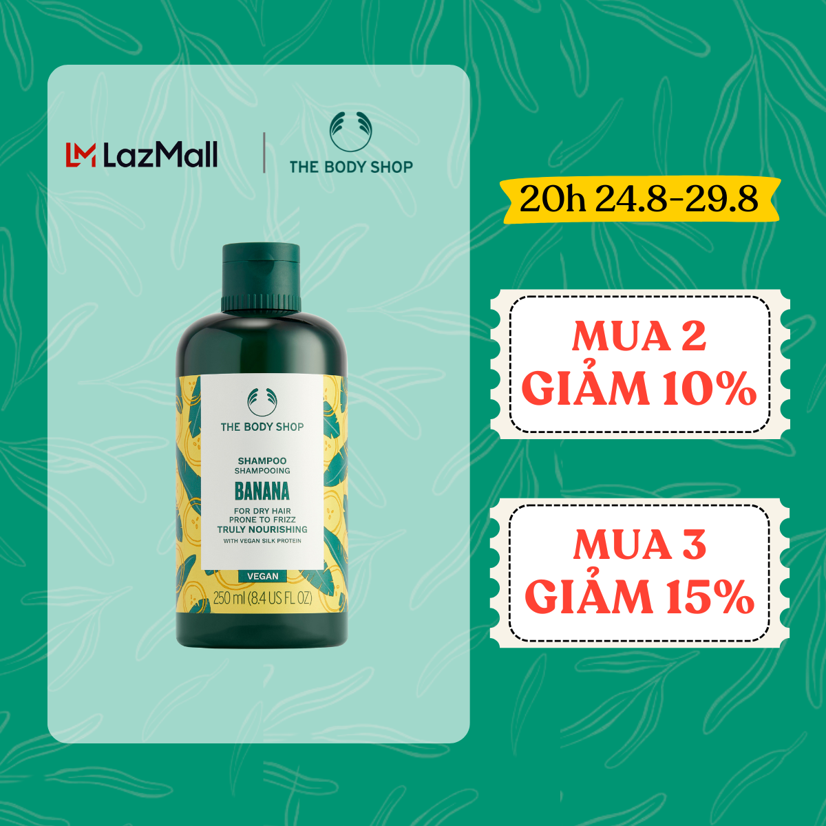 Dầu Gội Hương Chuối Banana Truly Nourishing Shampoo 250ml The Body Shop