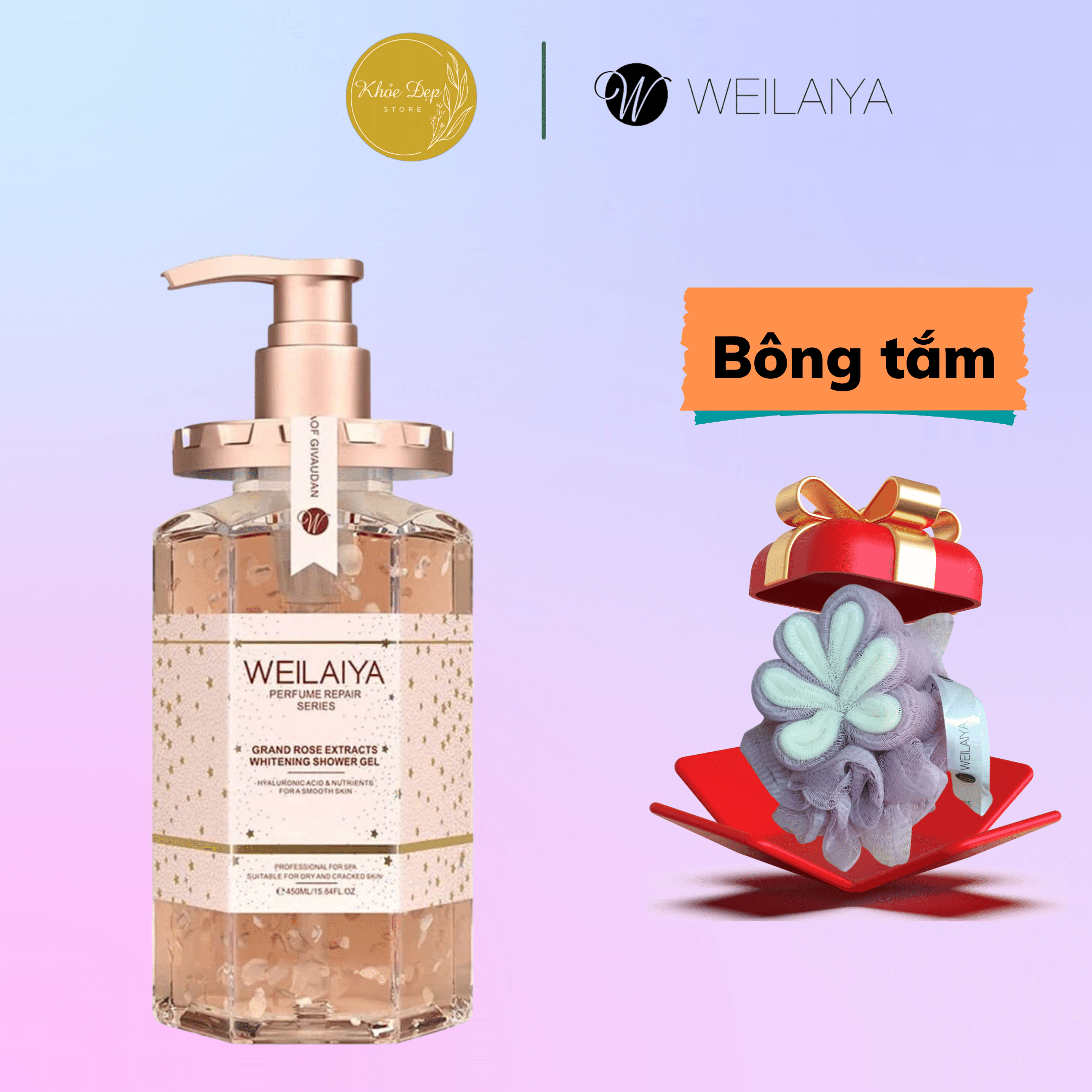 Khoe dep store - sữa tắm weilaiya - sữa tắm cấp ẩm, sữa tắm trắng da, sữa tắm cánh hoa damask